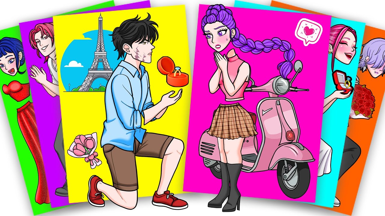 JINU PROPOSE HUNTRIX RUMI AT EIFFEL TOWER IN PARIS - KPOP DEMON HUNTERS | Sticker Book DIY