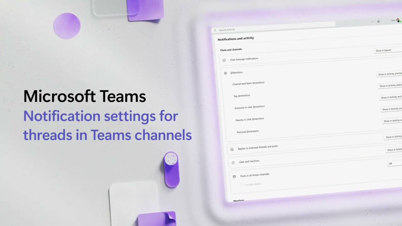 Notification settings for threads in Teams channels