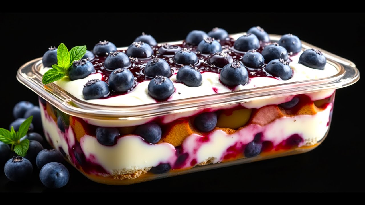 Das beste Blaubeer-Tiramisu ohne Backofen in 10  Minuten!