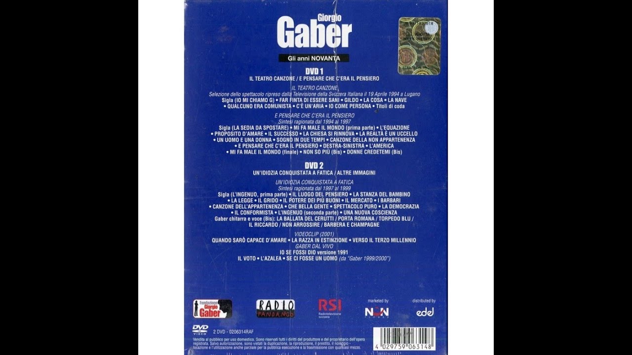 GIORGIO GABER DVD 2
