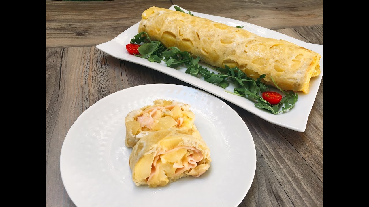 Rollo de tortilla de patatas con jamón york y queso - Monsieur Cuisine