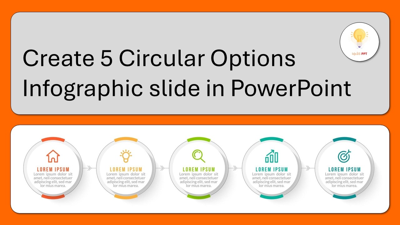 Create 5 Circular Options Infographic slide in PowerPoint