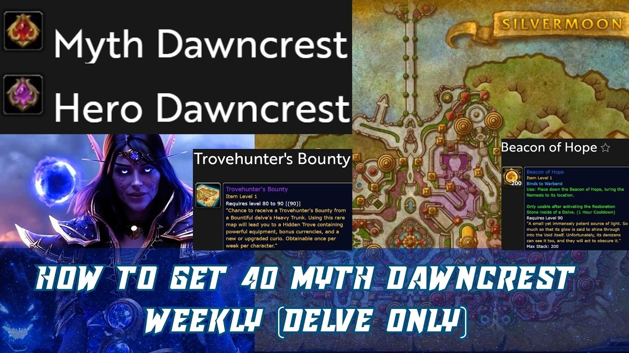 How to Get 40 Myth Dawncrest Weekly (Delve Only) | Beacon of Hope | How to get ilvl 289 crafted gear
