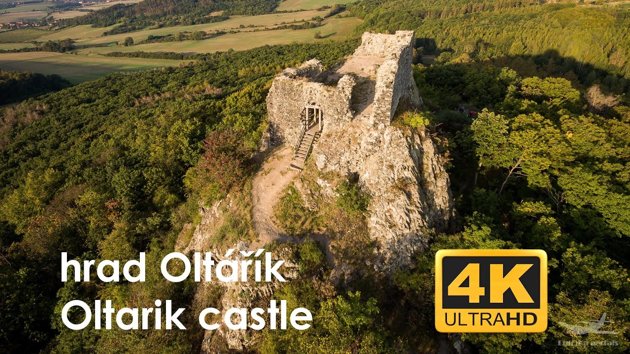 Zřícenina hradu Oltářík dronem, České středohoří - 4K