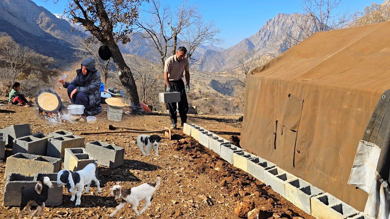 Nomadiclife in the Zagros Mountains|Heating a tent with a wood stove,cooking and surviving in nature