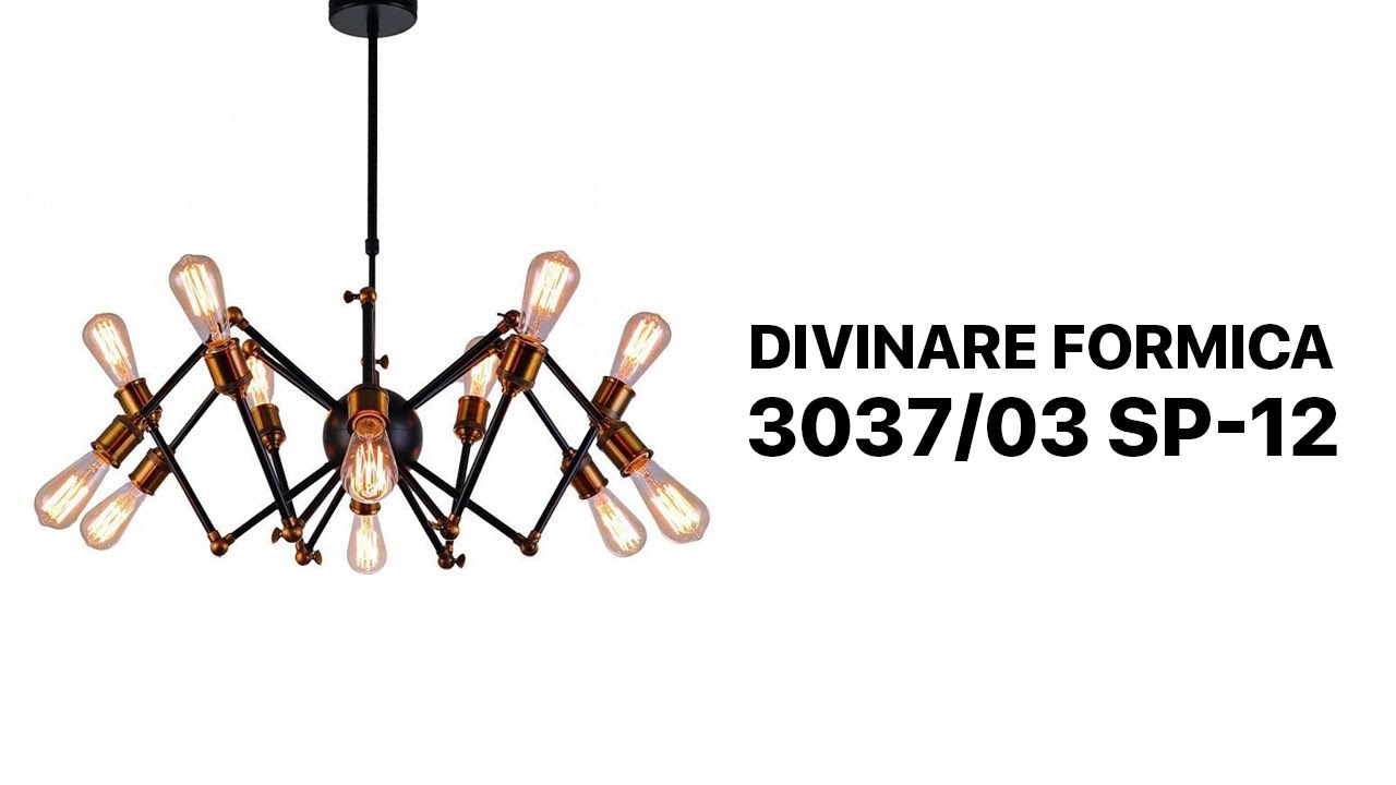 Чёрная металлическая люстра лофт Divinare Formica 3037/03 SP-12