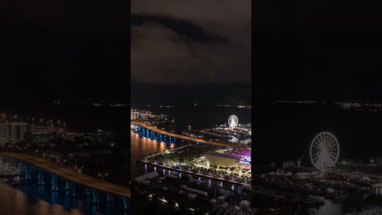 Fireworks in Miami are so cool #hyperlapse #dronefootage #cityscape #miamiskyline #biscaynebay