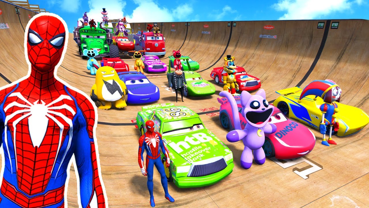 GTA V SPIDER-MAN 2, FIVE NIGHTS AT FREDDY'S, POPPY PLAYTIME CHAPTER 3 Join in Epic New Stunt Racing