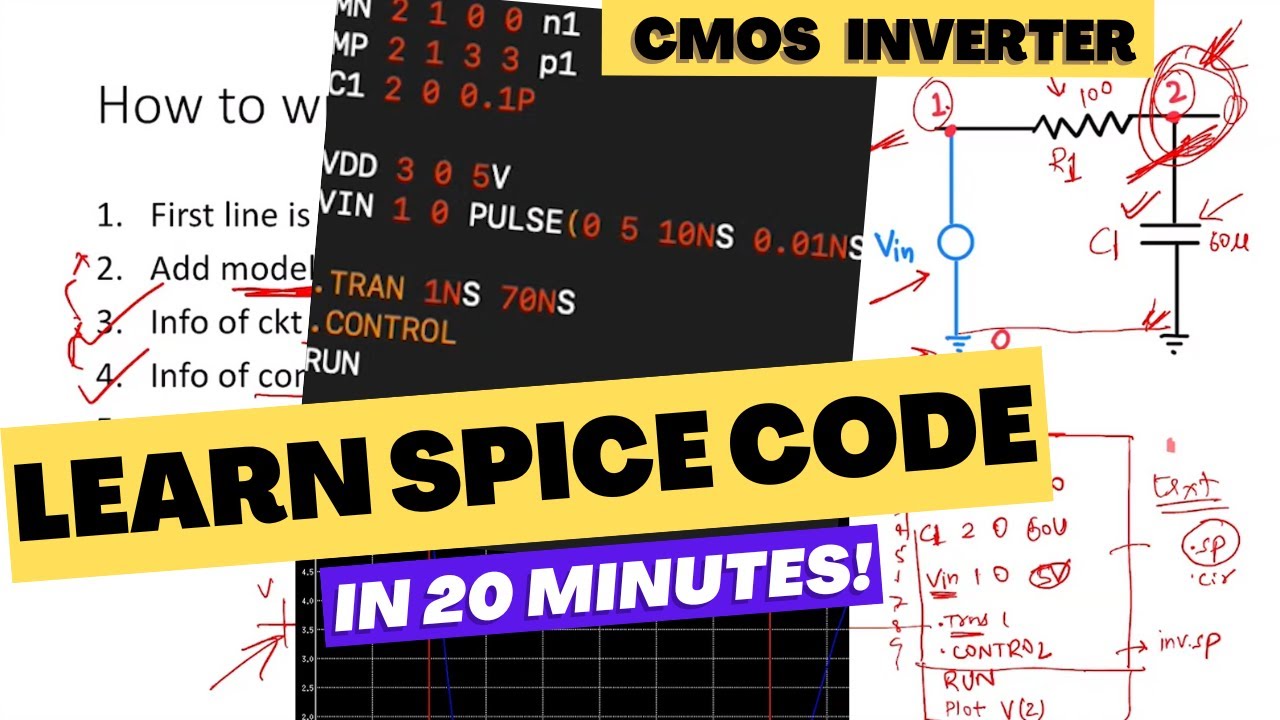 Как написать код SPICE || Моделирование инвертора с помощью NGspice | Pspice | Список соединений ...