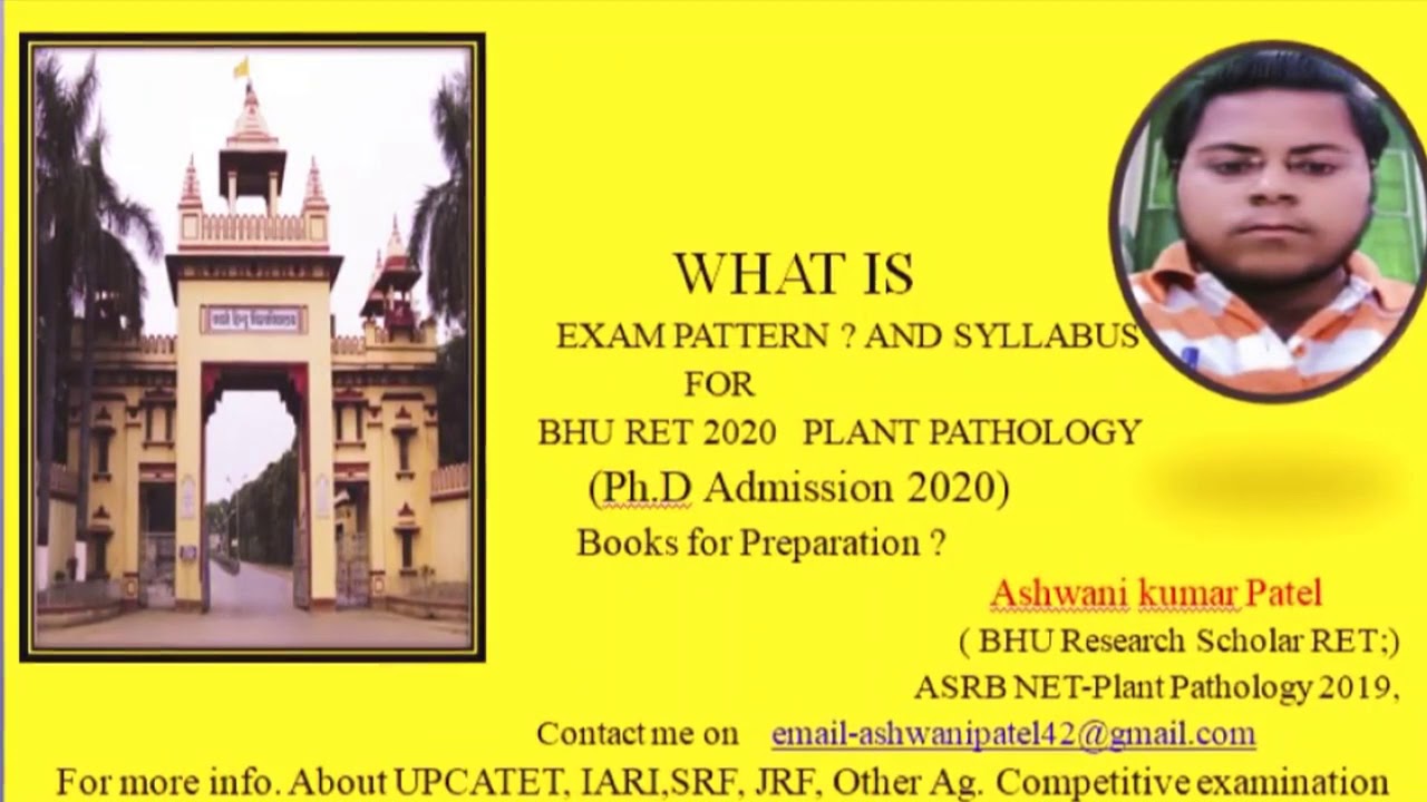 #BHU RET   2020 Exam pattern, Syllabus for BHU pH.D admission in  -Plant pathology