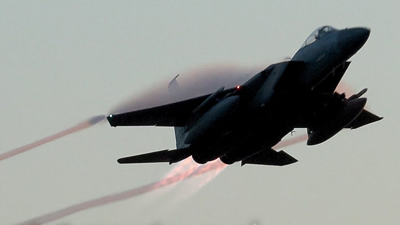 Grim Reaper F-15C quick climb departures, RAF Lakenheath, England [4K]