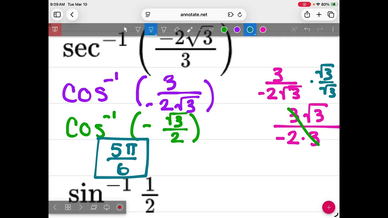 Precal 3.10.26 inverses sec csc &cot