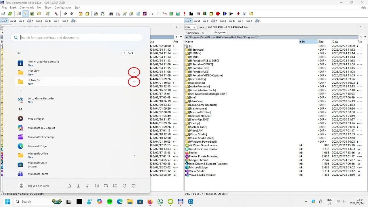 Quick Start Menu list from folders