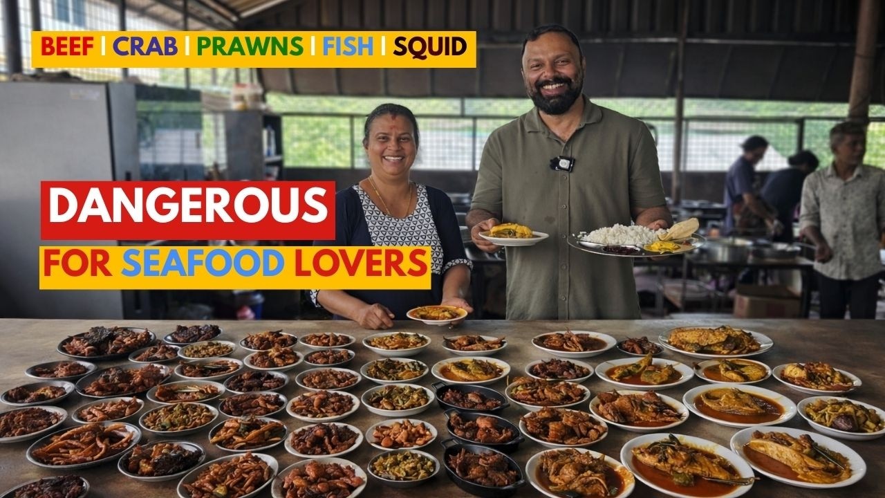മാമ്പഴക്കറി VS ചെമ്മീൻ കൂന്തൽ! Vennala Chechiyude Kada – Seafood Loaded Kerala Meals