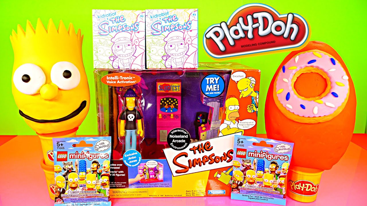 Play Doh Simpsons Bart + Homer Donut Surprise Eggs Noiseland Arcade Playset Lego Toys Playdough DCTC