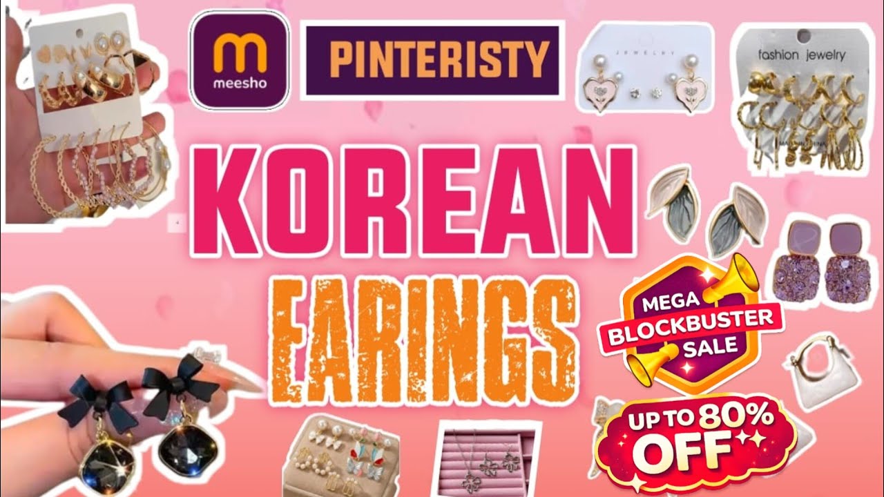 Pintresty Korean Earrings Haul 🤗 | Meesho Mega Blockbuster Sale Haul 😱 | Meesho Haul #meesho 