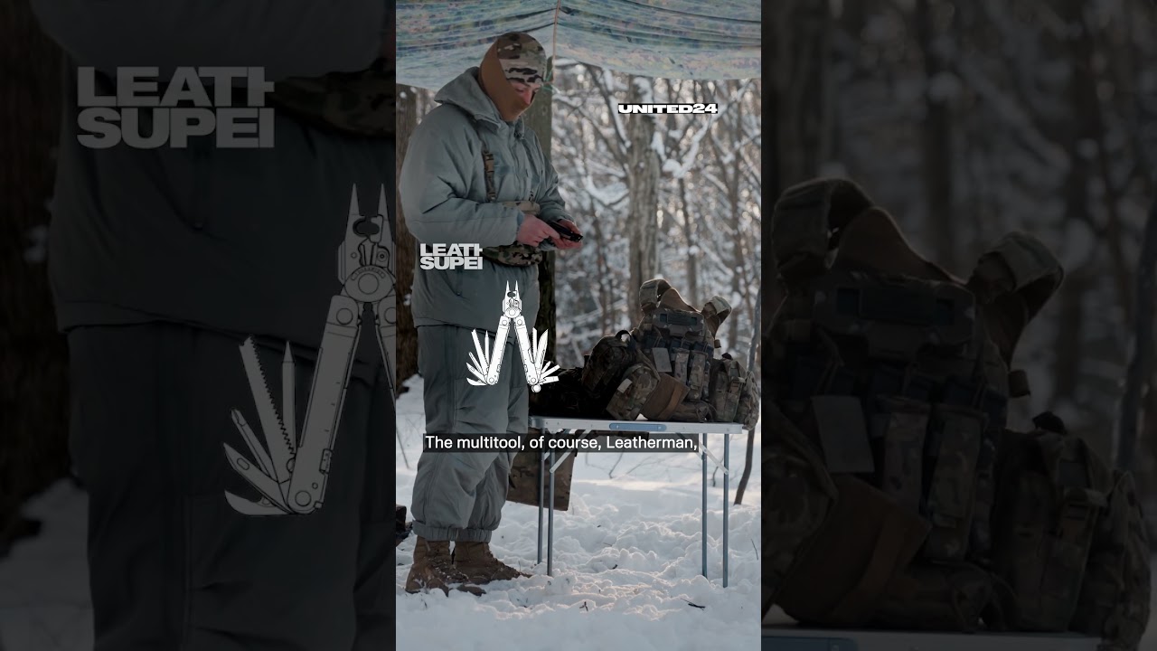 Украинский солдат демонстрирует свою зимнюю экипировку #warinukraine