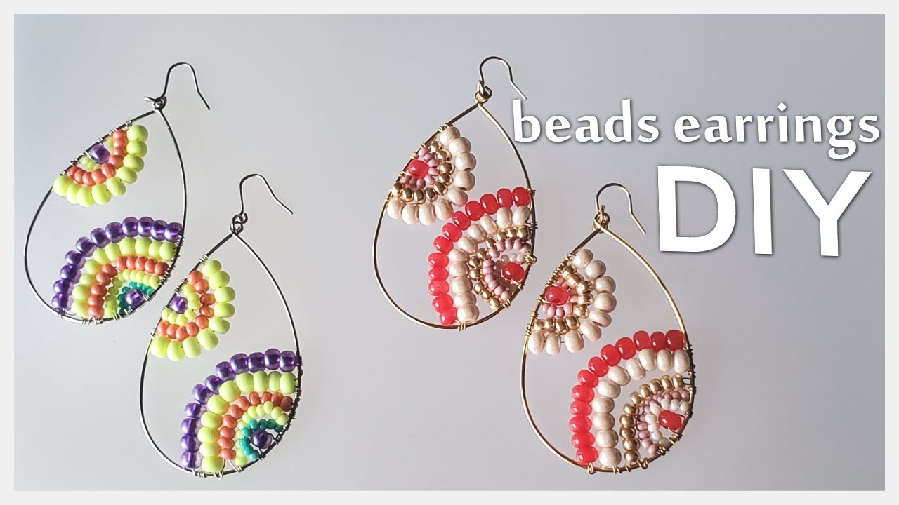 【DIY】hoop earrings ビーズアクセサリー How to make make