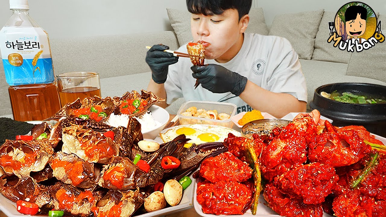 ASMR MUKBANG | корейская домашняя еда, Маринованные сырые крабы, Жаренное яйцо рецепт принимать пищу