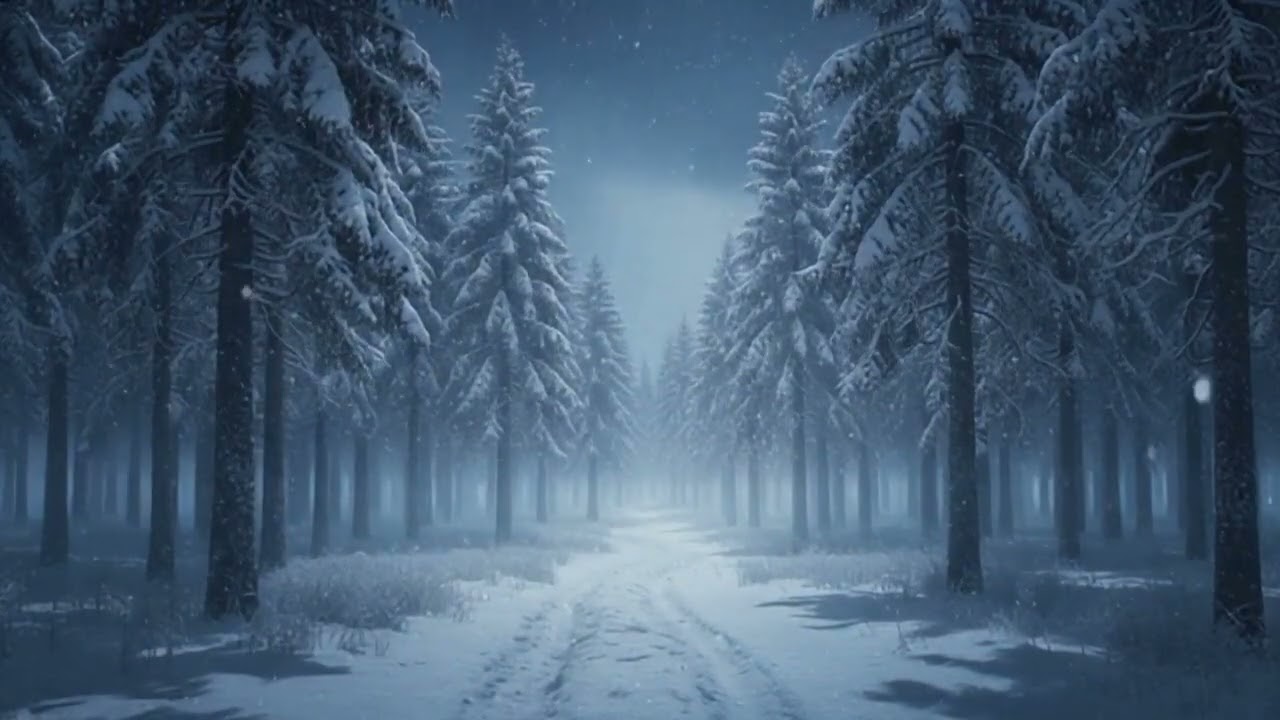 Snowy Forest at Night ❄️🌲 | 12 Hours Fantasy Ambience