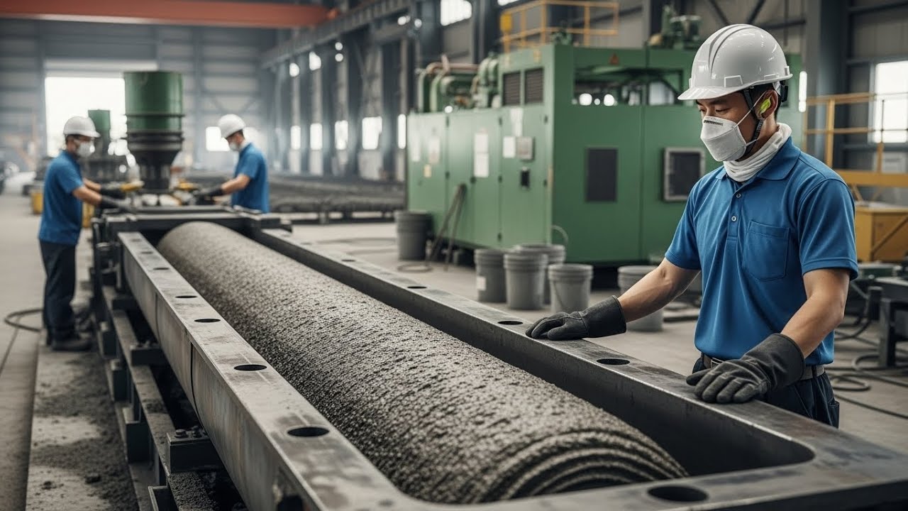PHC Concrete Piles Manufacturing Process | Inside a Korean High-Strength Pile Factory.