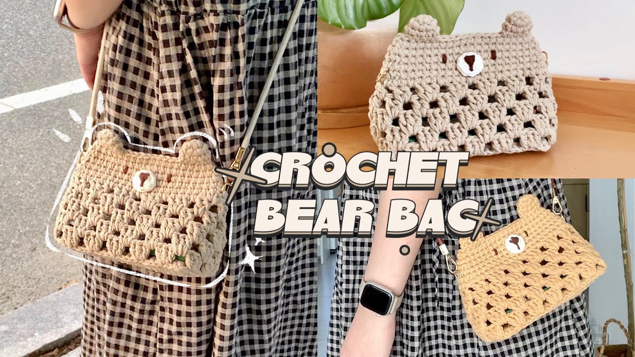 【ENG SUB】Cute granny stitch bear bag 🐻 crochet tutorial | 编织祖母格花样的小熊斜挎包♡亲手做一只可爱小熊包 #crochet #diy