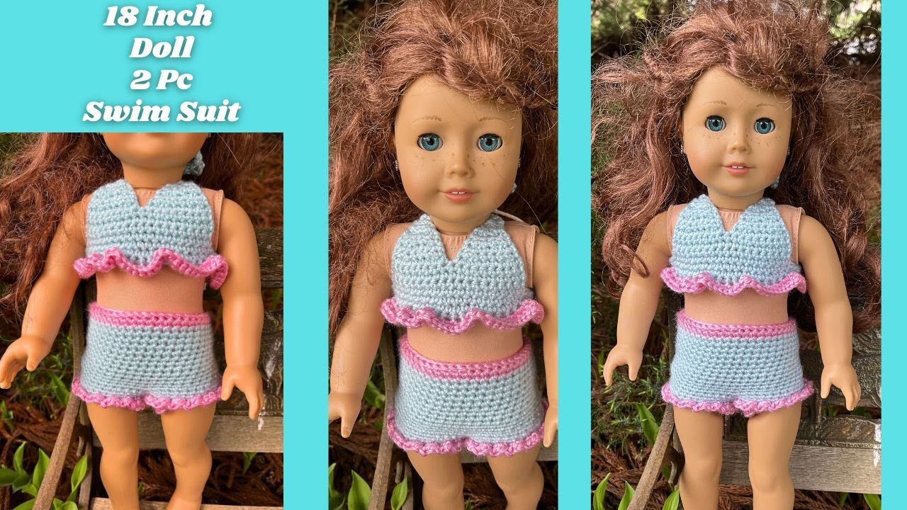 Crochet Doll 2 Piece Swim Suit Tutorial- Fits 18 Inch Dolls Like American Girl