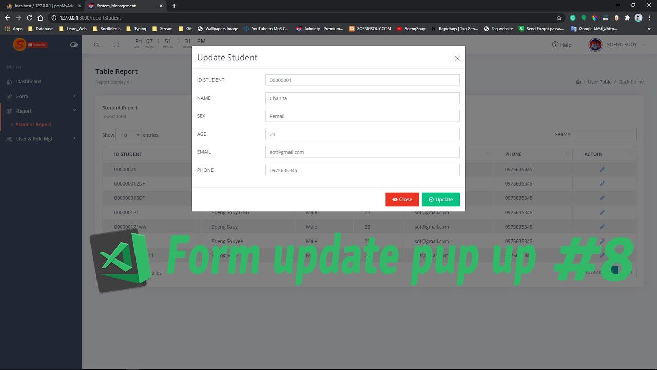 Update data from database in Laravel #8