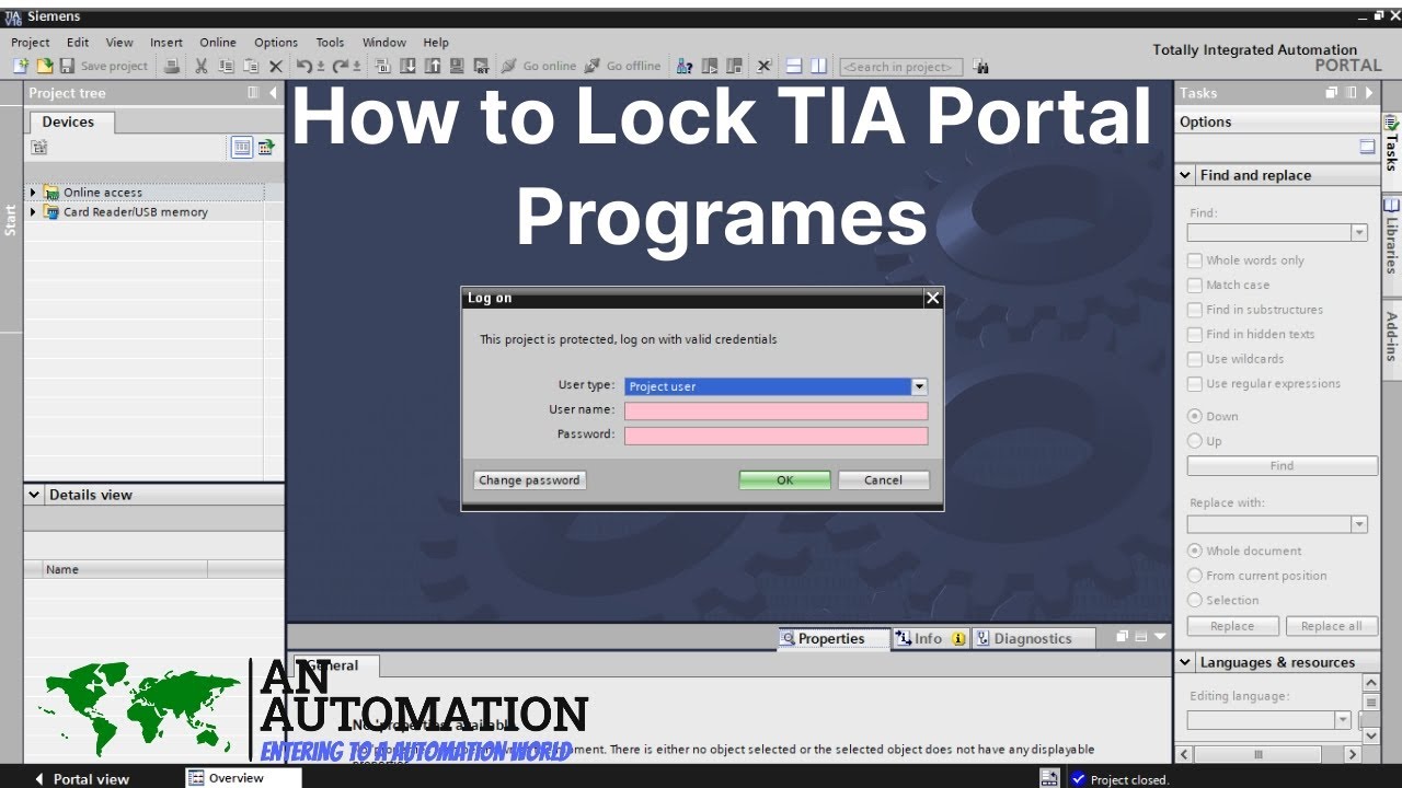HOW TO LOCK UNLOCK TIA PORTAL PROGRAMME WITH USERNAME PASSWORD | TIA PORTAL SECURITY
