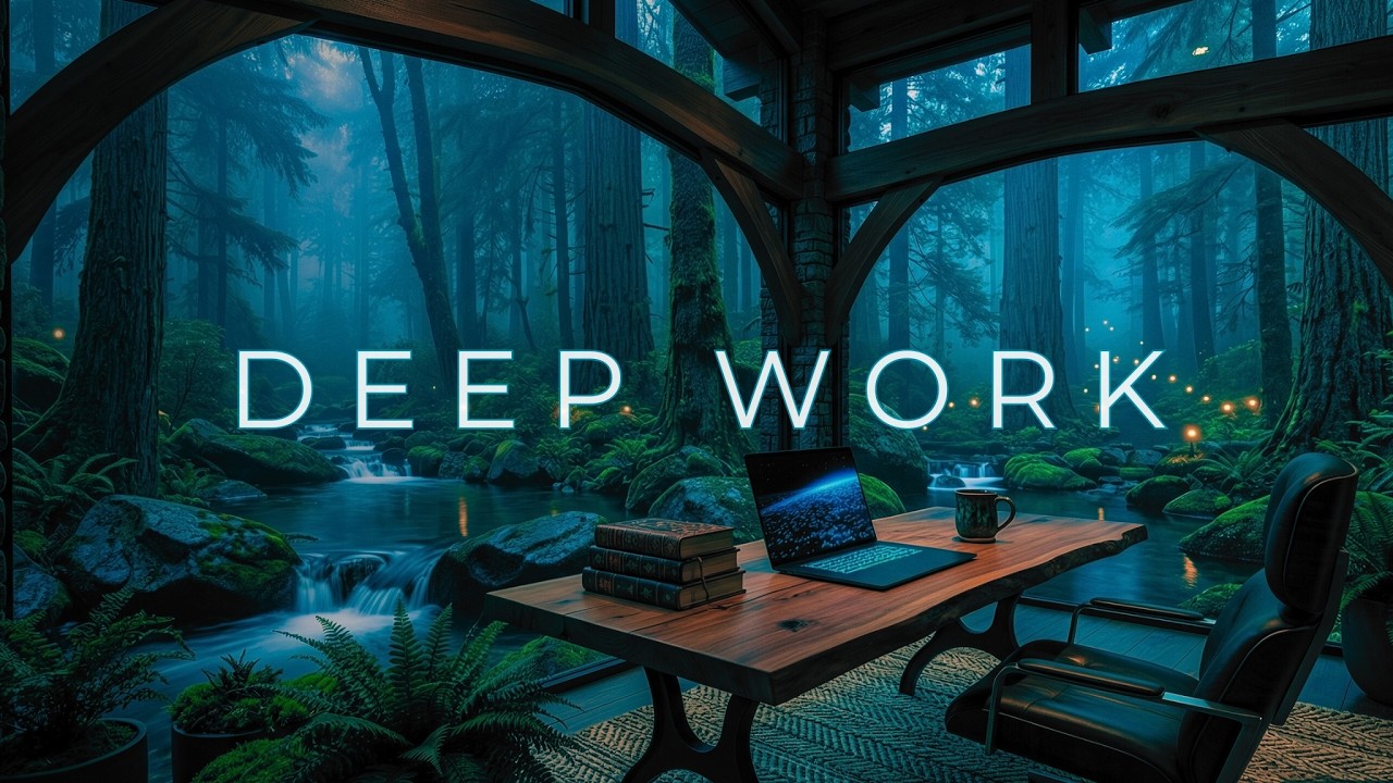 Focus Music & Chillout Work Beats | Green Forest Desk Background for Deep Concentration
