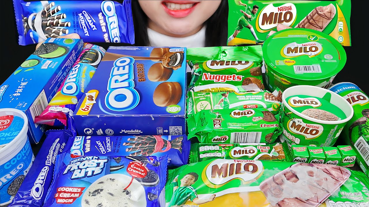 MILO VS OREO BATTLE ASMR 🍫 MILO ICE CREAM, OREO ICE CREAM, MILO NUGGETS, OREO WAFER, MILO CHOCO BAR