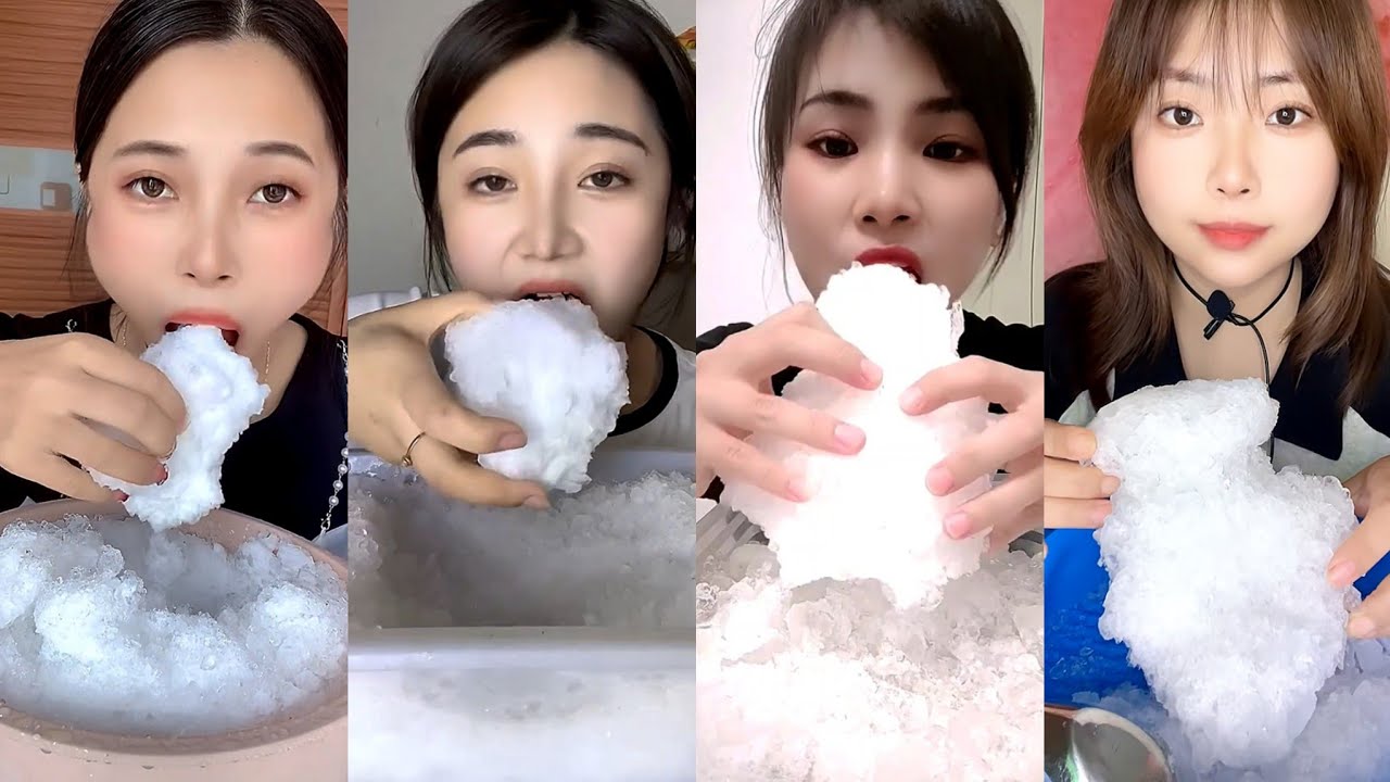 ASMR mixed white ice eating only bites