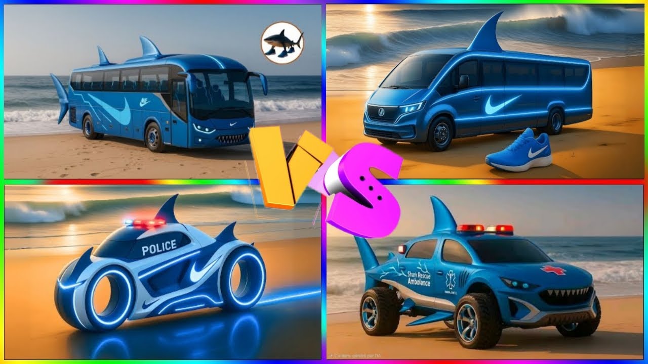SHARK BUS 🆚 POLICE CAR 🆚 AMBULANCE CRAZY BRAINROT -Tiles Hop EDM Tush!
