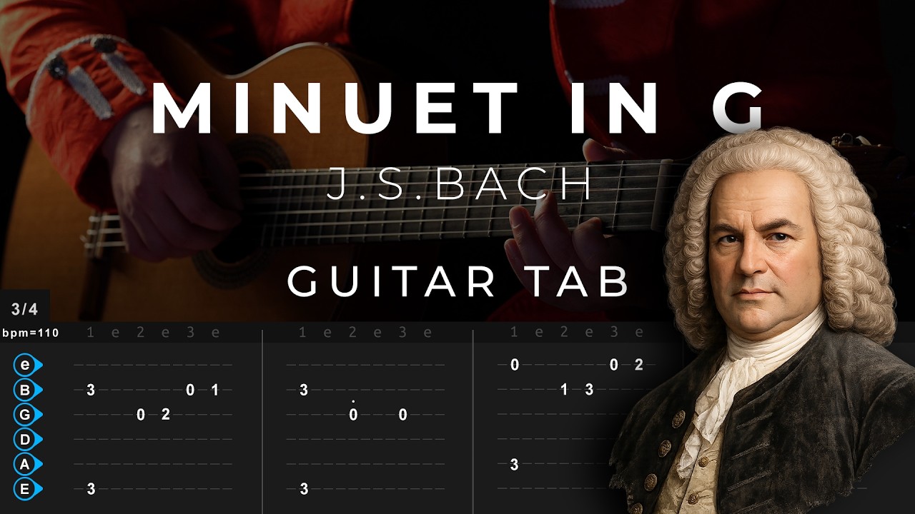 Minuet in G - Bach EASY (Guitar Tutorial) TAB