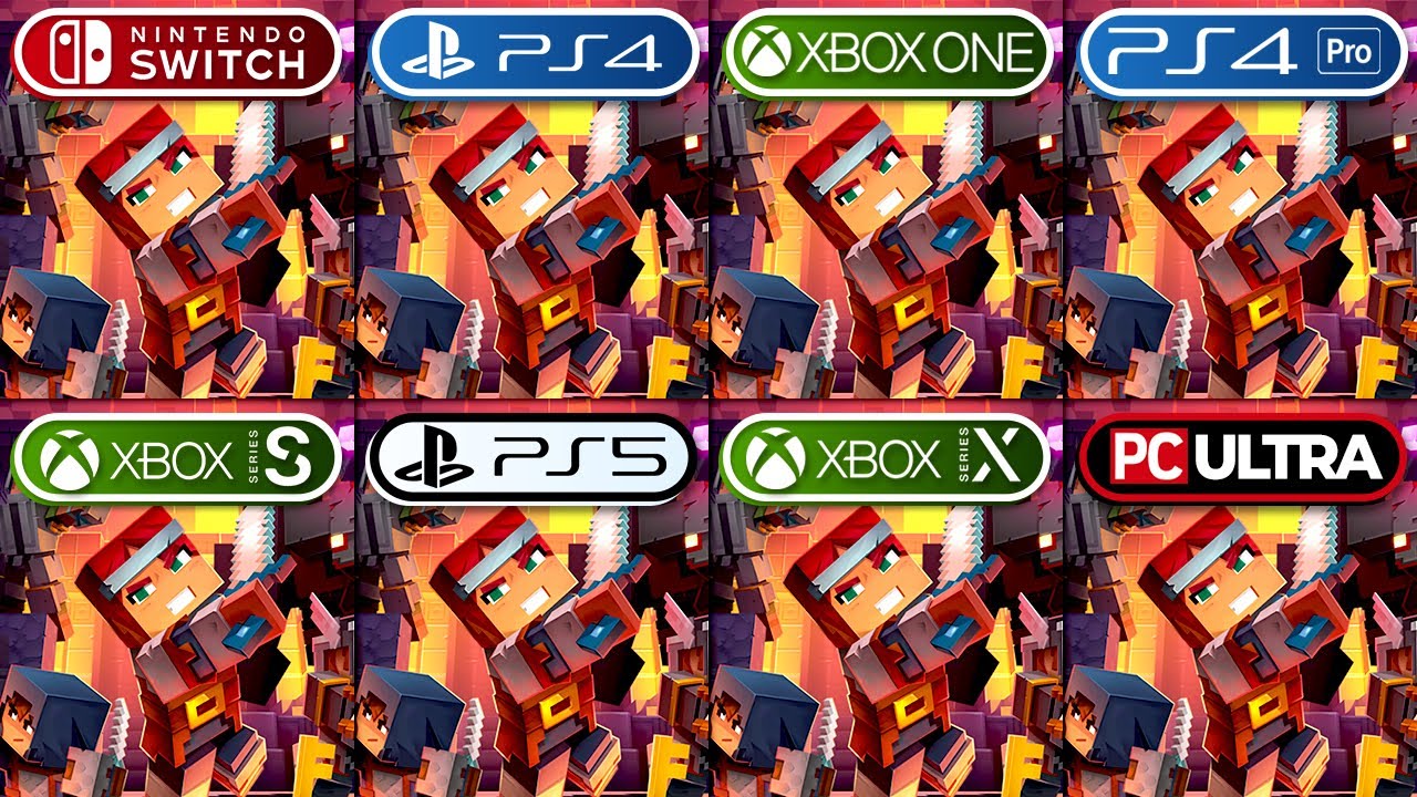Minecraft Dungeons | Nintendo Switch против PS4 против Xbox One против PS4 Pro против Series S/X против PS5 против PC Ultra