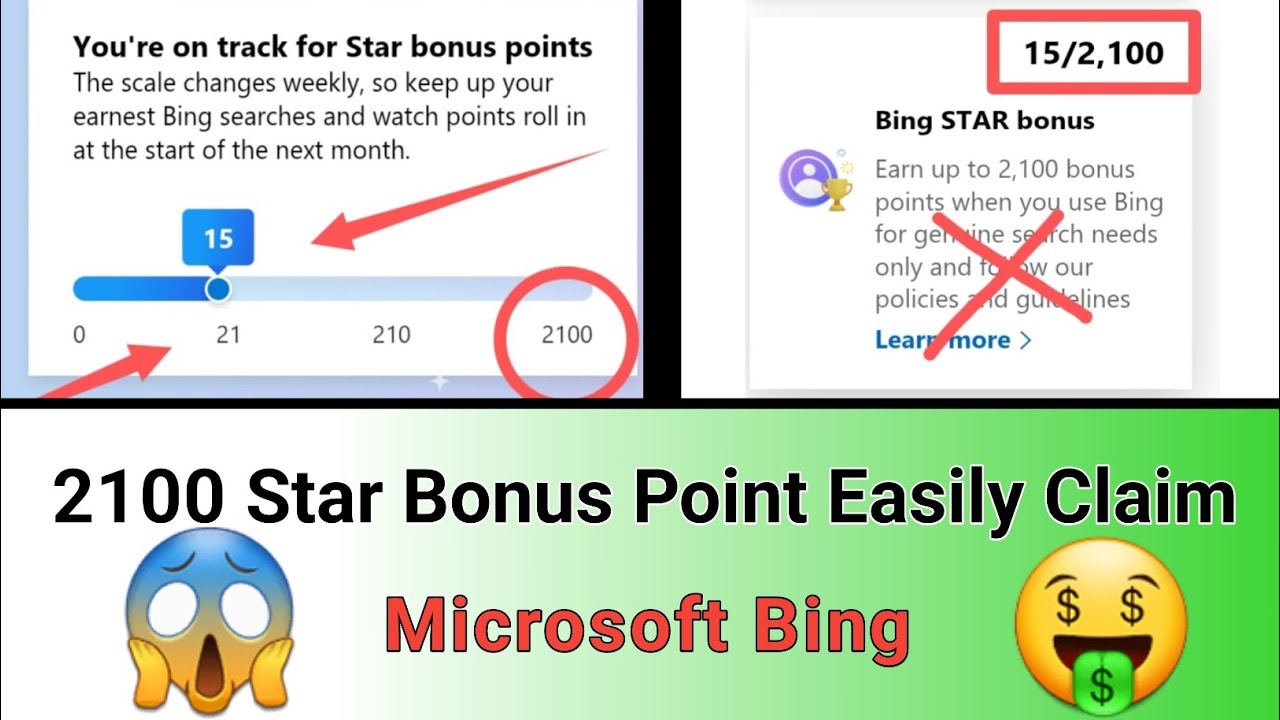 claim monthly bonus,Star bonus point 2100 microsoft bing 
