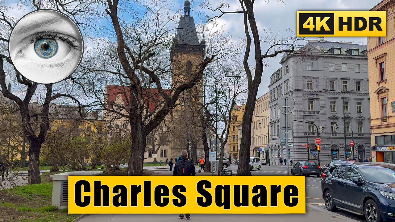 Prgaue Walking Tour of Charles Square, Faust's and Dancing Houses 🇨🇿 Czech Republic 4k HDR ASMR