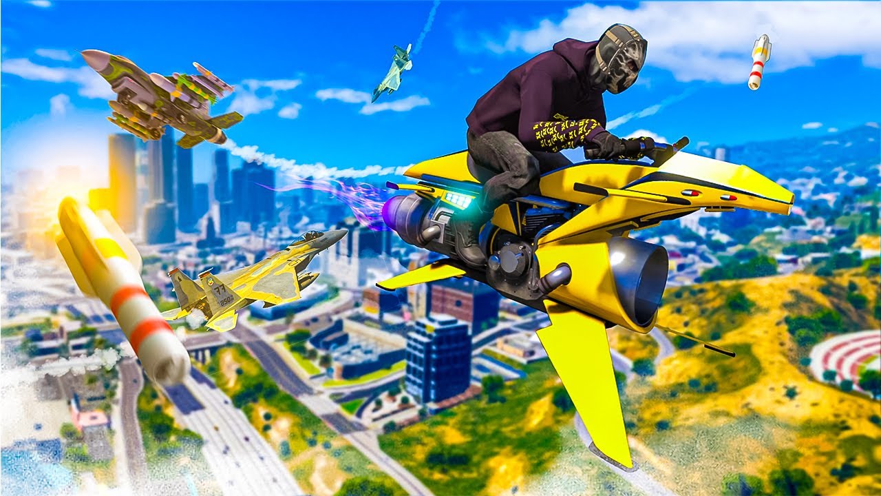 Уничтожаем полицейских на летающем мотоцикле в GTA 5 RP