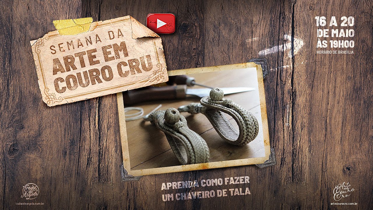 Semana Arte em couro cru - Como fazer chaveiro de tala com trança enxertada. 3/05