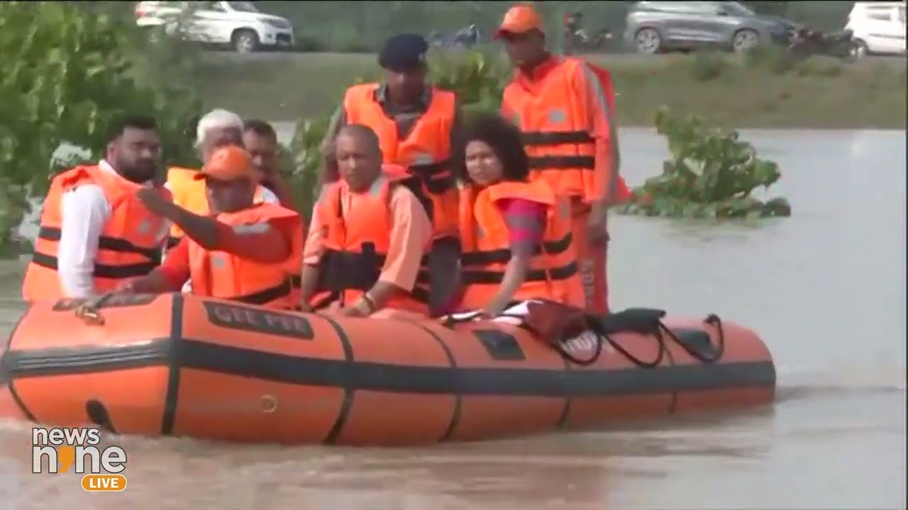 Flood : UP CM Yogi Adityanath Surveys Flood-Stricken Kheri Areas | Flood 2024 | News9
