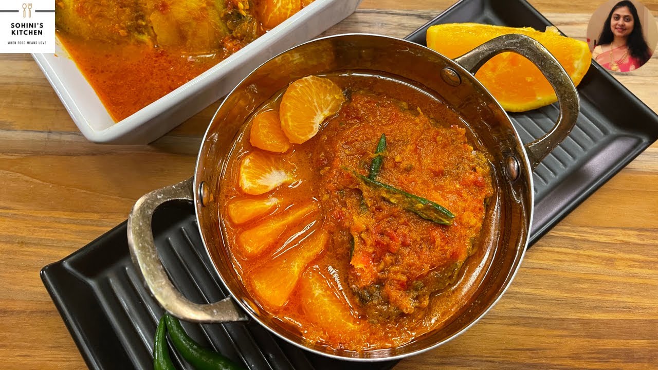 Orange Fish Curry Recipe | Komola Katla | Katla Fish Recipe Bengali Style
