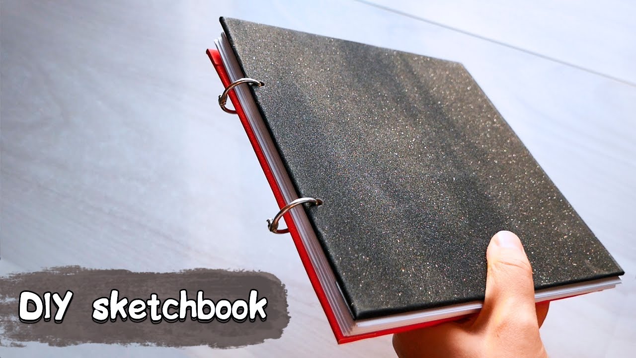 ASMR Diy - Easy Sketchbook with rings | Black and red notebook without sewing | no talking