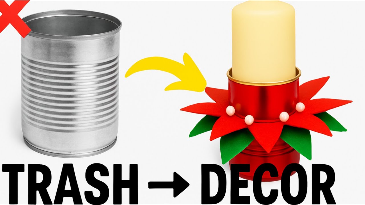I Turned a Tin Can Into a Christmas Candle Holder! 🎄♻️