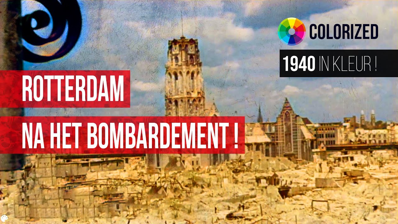 Rotterdam, after the bombing of WW II (1940) in color ! - Colorized 1940