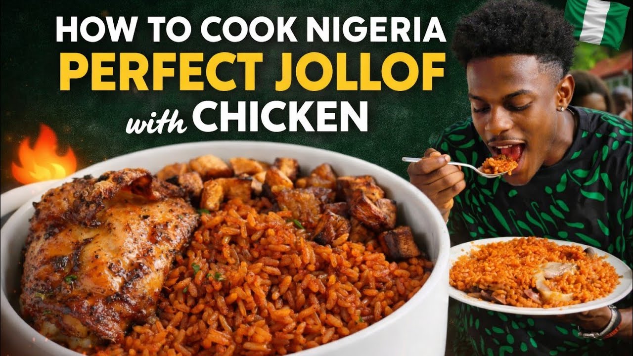 How to Cook Nigeria Perfect Jollof Rice with Chicken | Step-by-Step Recipe 🇳🇬🍗