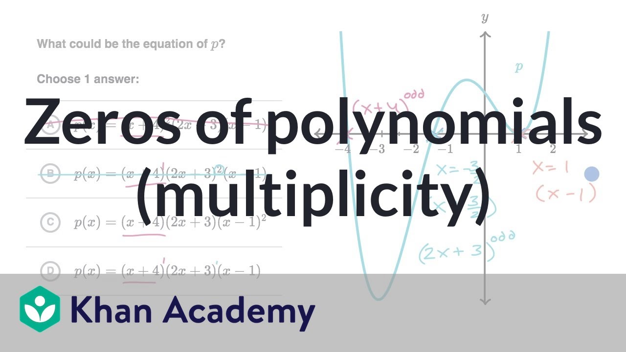 Zeros of polynomials (multiplicity) | Polynomial graphs | Algebra 2 | Khan Academy
