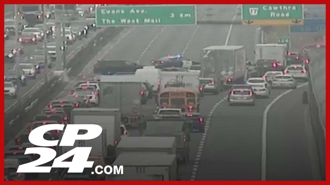 BREAKING: QEW closed in Mississauga after dump truck hits overpass