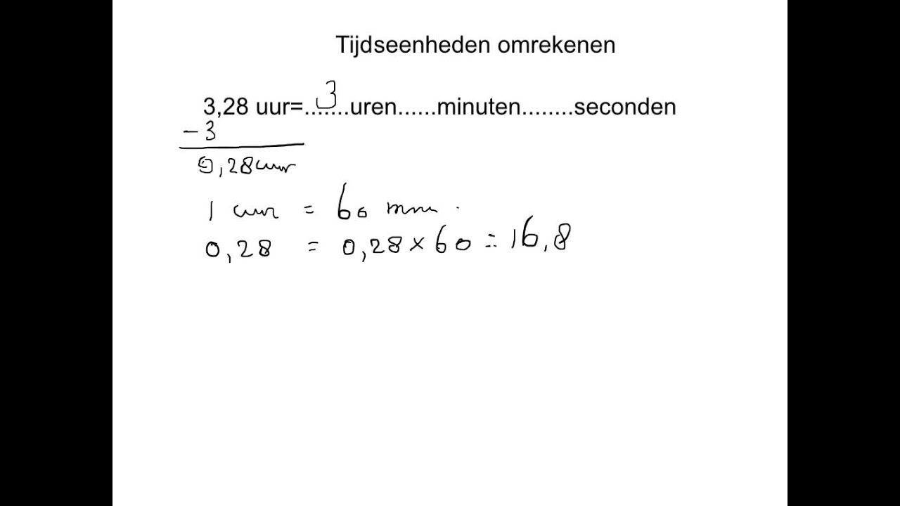 omrekenen van uren naar uren, minuen en seconden