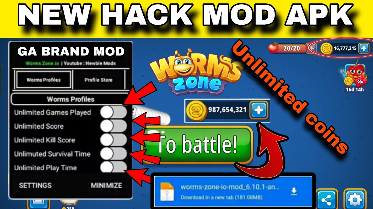 Worms Zone MOD APK v6.9.1 | Latest Version | Unlock all Skins | Unlimited Money | worms zone hack