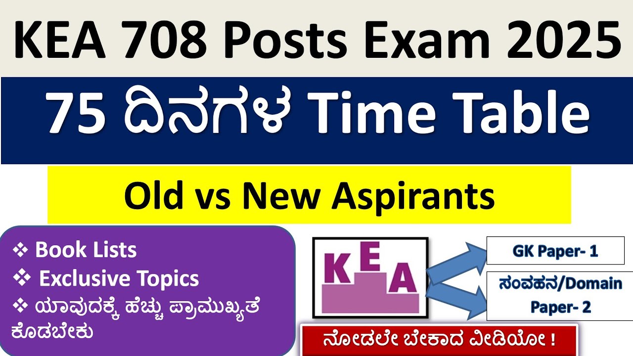 KEA 708 Posts Exam 2025 | 75 Days Strategy |How to study| Success ಮಂತ್ರ |Video Course | Time Table |
